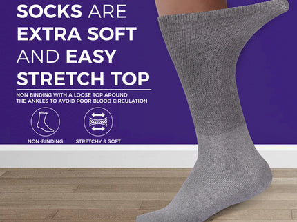 Diabetic Socks For Men Women Non-Binding Doctor Approved Diabetic Crew Socks Grey 12 Pairs Size 10-13