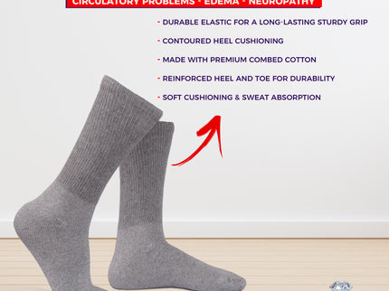 Diabetic Socks For Men Women Non-Binding Doctor Approved Diabetic Crew Socks Grey 12 Pairs Size 10-13