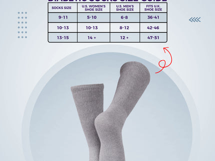 Diabetic Socks For Men Women Non-Binding Doctor Approved Diabetic Crew Socks Grey 12 Pairs Size 10-13