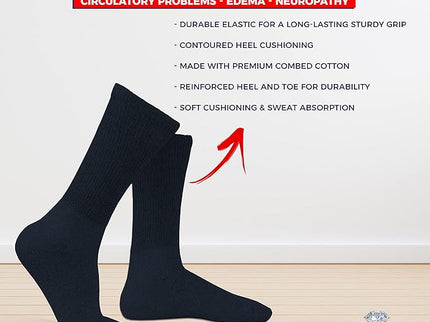 Diabetic Socks For Men Women Non-Binding Doctor Approved Diabetic Crew Socks Black 6 Pairs Size 13-15