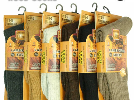 6 Pairs Men Merino Lambs Wool Socks Winter Heavy Duty Thermal Boots Size 9-11 10-13