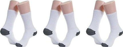 New 12 Pairs Mens Womens Crew White Cotton Sports Socks USA Long Size 9-11,10-13