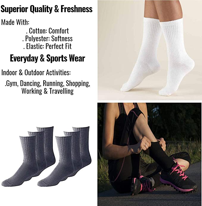 Men’s Casual Cotton Crew Socks for All Purpose Work Sports 60 pairs Bulk & Wholesale (Size 10-13, 9-11)