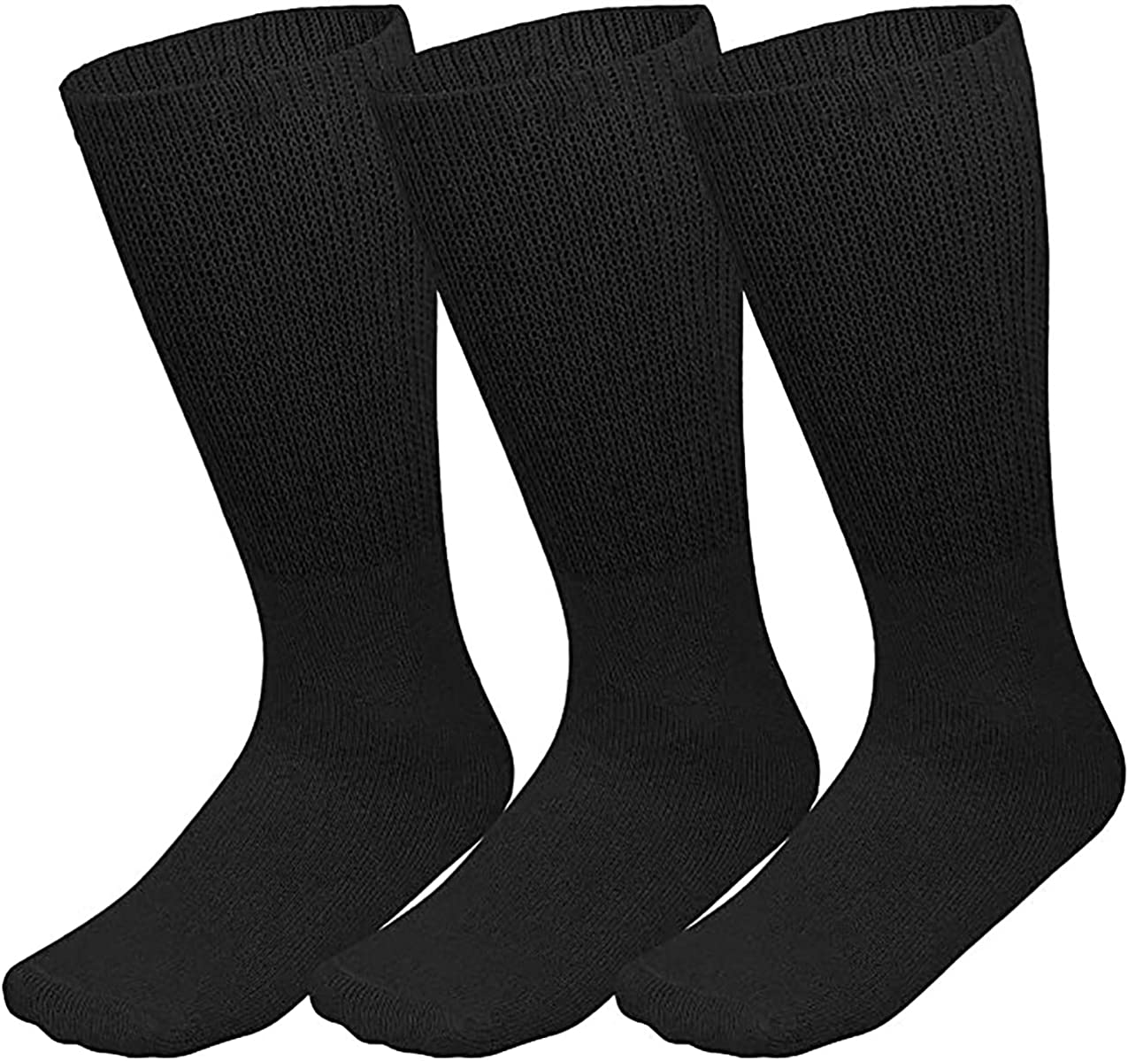 Comfort Doctor Approved Diabetic Crew Socks, Non-Binding Circulatory Cotton Cushion Crew Socks For Men’s Women’s 3-Pairs Socks Size 13-15