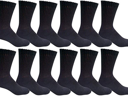 Men's Plain Solid Sports Athletic Work Crew Socks Black