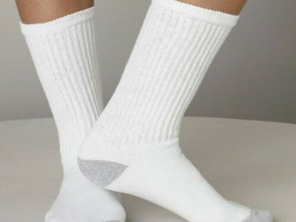 New 12 Pairs Mens Womens Crew White Cotton Sports Socks USA Long Size 9-11,10-13
