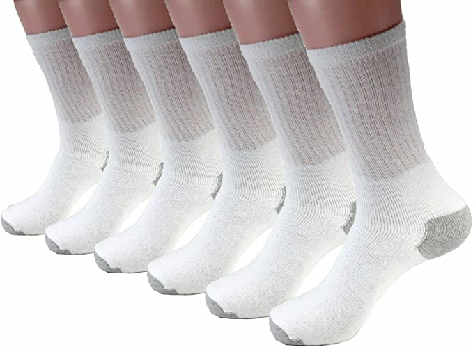 Men’s 12 Pairs Sports Crew Socks Cotton Heel/Toe Athletic Socks