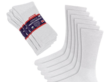 3-6-12 Pairs Diabetic Socks, Non-Binding Circulatory Cushion Cotton Crew Diabetic Socks for Men Women White Size 10-13