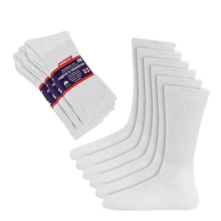 12 PAIRS MEN'S COTTON DIABETIC CREW SOCKS WHITE SIZE 10-13