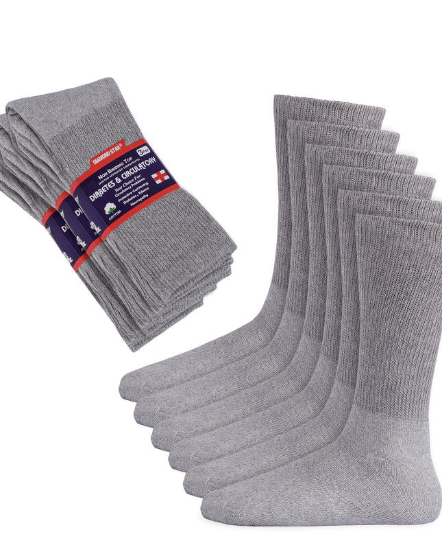 12 PAIRS MEN'S COTTON DIABETIC CREW SOCKS GREY SIZE 10-13