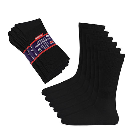 12 PAIRS MEN'S COTTON DIABETIC CREW SOCKS BLACK KING SIZE 13-15