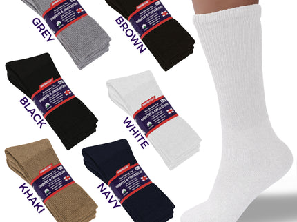 12 PAIRS MEN'S COTTON DIABETIC CREW SOCKS WHITE SIZE 10-13