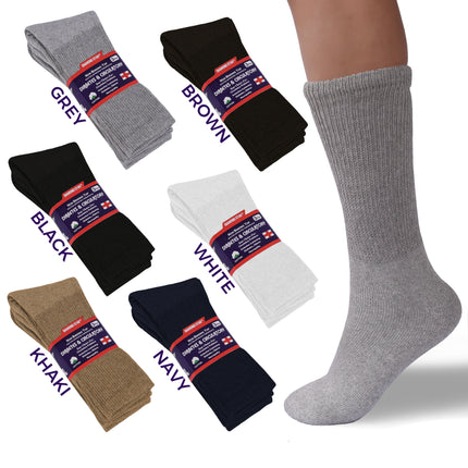 12 PAIRS MEN'S COTTON DIABETIC CREW SOCKS GREY KING SIZE 13-15