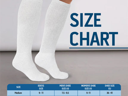 6 Pairs Diabetic Socks Over The Calf - Knee High Premium Cotton Socks Men's Size 10-13 Big & Tall Size 13-16