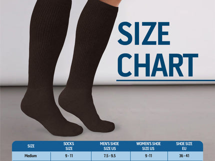 6 Pairs Diabetic Socks Over The Calf - Knee High Premium Cotton Socks Men's Size 10-13 Big & Tall Size 13-16