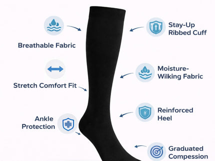Diamond Star Graduated Compression Socks for Men & Women - Knee High Support for Running, Travel, Nurses (US, Alpha, One Size, Regular, Regular, 6 Pairs)