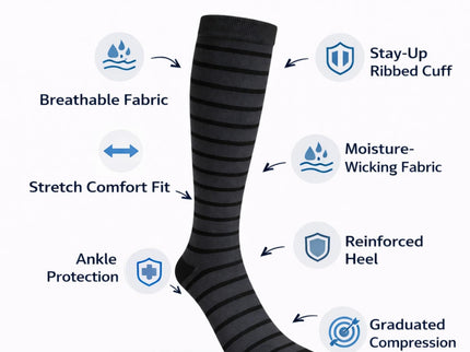 Diamond Star Graduated Compression Socks for Men & Women - Knee High Support for Running, Travel, Nurses (US, Alpha, One Size, Regular, Regular, 6 Pairs
