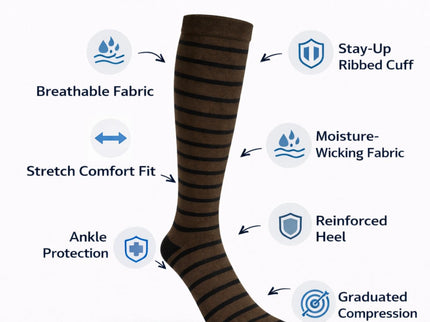 Diamond Star Graduated Compression Socks for Men & Women - Knee High Support for Running, Travel, Nurses (US, Alpha, One Size, Regular, Regular, 6 Pairs