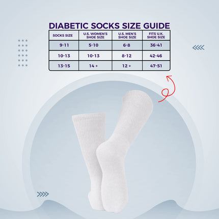 12 PAIRS MEN'S COTTON DIABETIC CREW SOCKS WHITE SIZE 10-13