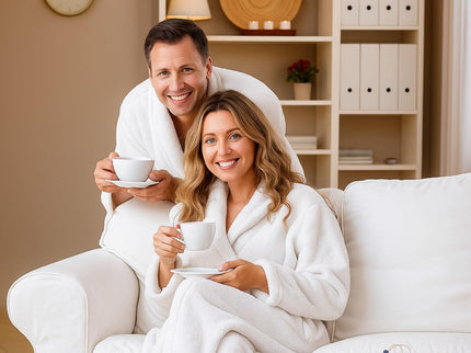VINCO LOOPS 100% Cotton Terry Bathrobe for Women & Men, Spa & Hotel Quality Velour Robe with Shawl Collar, Unisex Terry Bathrobe, One Size – White
