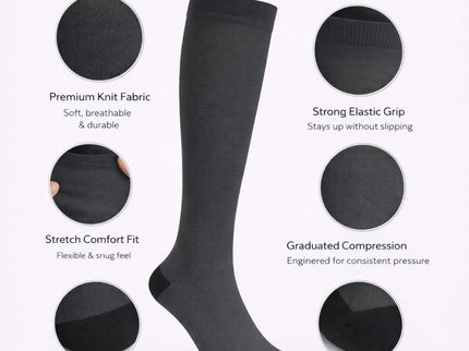 Diamond Star Graduated Compression Socks for Men & Women - Knee High Support for Running, Travel, Nurses (US, Alpha, One Size, Regular, Regular, 6 Pairs)