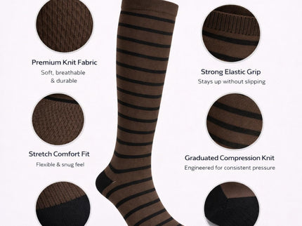 Diamond Star Graduated Compression Socks for Men & Women - Knee High Support for Running, Travel, Nurses (US, Alpha, One Size, Regular, Regular, 6 Pairs