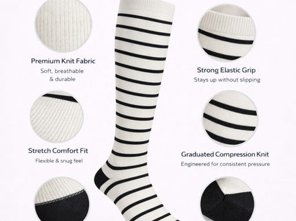 Diamond Star Graduated Compression Socks for Men & Women - Knee High Support for Running, Travel, Nurses (US, Alpha, One Size, Regular, Regular, 6 Pairs
