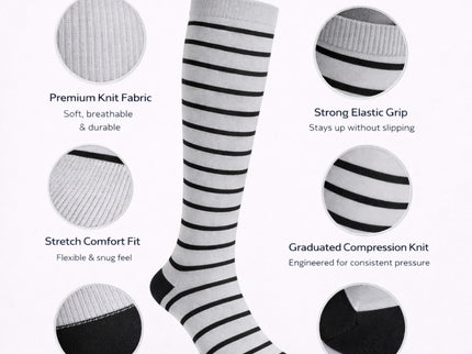 Diamond Star Graduated Compression Socks for Men & Women - Knee High Support for Running, Travel, Nurses (US, Alpha, One Size, Regular, Regular, 6 Pairs