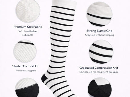 Diamond Star Graduated Compression Socks for Men & Women - Knee High Support for Running, Travel, Nurses (US, Alpha, One Size, Regular, Regular, 6 Pairs