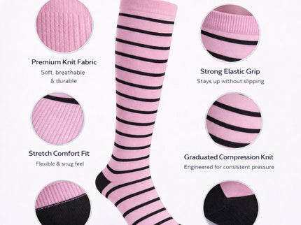 Diamond Star Graduated Compression Socks for Men & Women - Knee High Support for Running, Travel, Nurses (US, Alpha, One Size, Regular, Regular, 6 Pairs