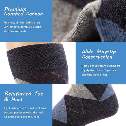 6-12 Pairs Men's Women's Cotton Dress Crew Socks Comfortable Casual Soft Socks Size 10-13