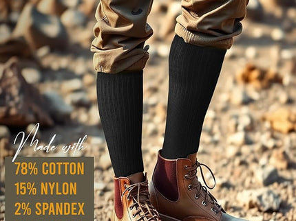 Diamond Star 6 Pack Military Boot Socks Quick-Dry Cotton Crew Socks for Firefighters, Police, Hiking