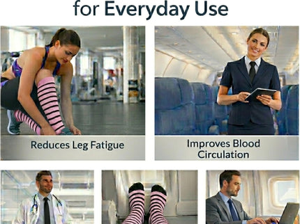 Diamond Star Graduated Compression Socks for Men & Women - Knee High Support for Running, Travel, Nurses (US, Alpha, One Size, Regular, Regular, 6 Pairs