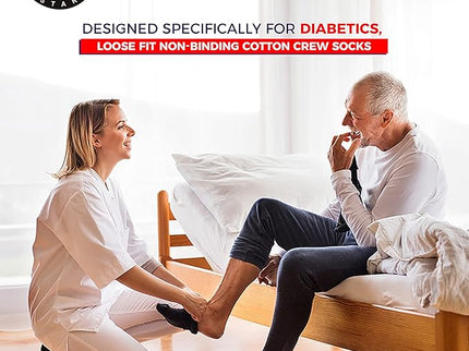 Diamond Star Diabetic Socks For Men Women Non-Binding Doctor Approved Diabetic Crew Socks White 6 Pairs