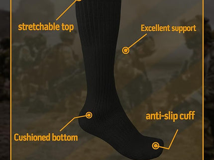 Diamond Star 6 Pack Military Boot Socks Quick-Dry Cotton Crew Socks for Firefighters, Police, Hiking