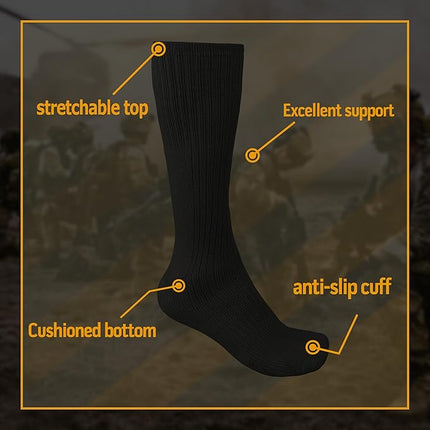 Diamond Star 6 Pack Military Boot Socks Quick-Dry Cotton Crew Socks for Firefighters, Police, Hiking