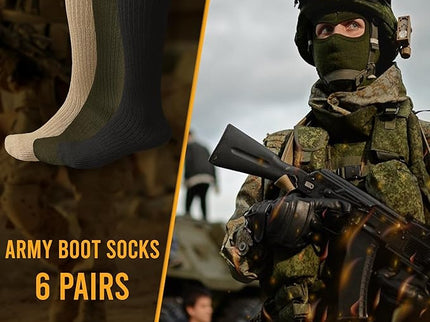 Diamond Star 6 Pack Military Boot Socks Quick-Dry Cotton Crew Socks for Firefighters, Police, Hiking