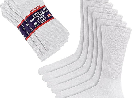 Diamond Star Diabetic Socks For Men Women Non-Binding Doctor Approved Diabetic Crew Socks White 6 Pairs