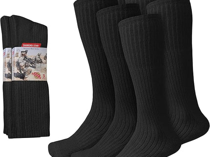 Diamond Star 6 Pack Military Boot Socks Quick-Dry Cotton Crew Socks for Firefighters, Police, Hiking