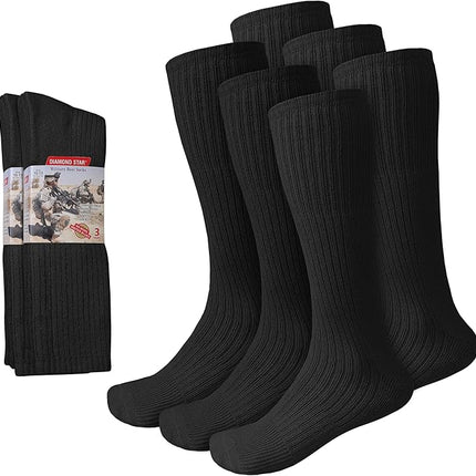 6 Pack Military / US Army Boot Socks Quick-Dry Cotton Crew Socks for Firefighters, Police, Hiking