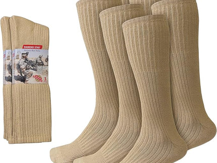 Diamond Star 6 Pack Military Boot Socks Quick-Dry Cotton Crew Socks for Firefighters, Police, Hiking