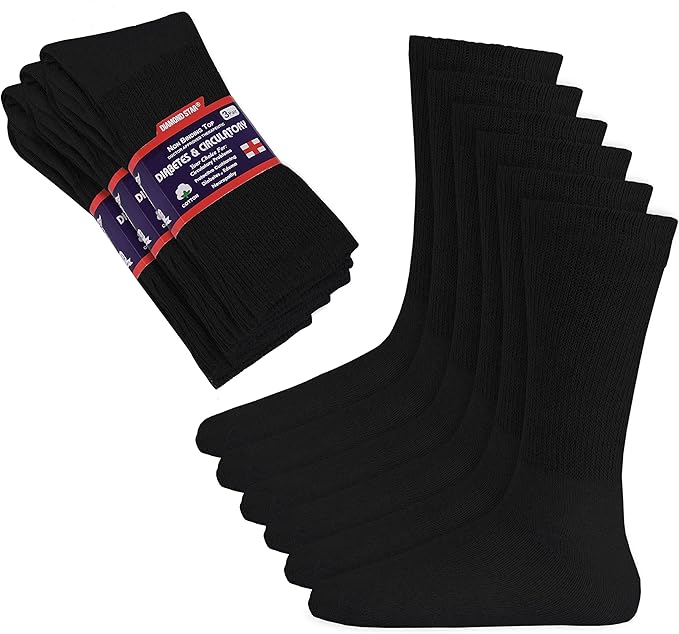 Diabetic Socks, Non-Binding Extra Wide Doctor Approved Cotton Socks for Men’s Women’s