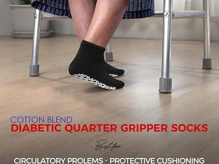 Men's Women's Non-Skid Diabetic Ankle Quarter Socks Non Binding Loose Fit Top.