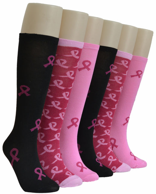 Diamond Star Women’s Breast Cancer Awareness Socks – Pink Ribbon Knee High Socks for Fundraising, Walks & Comfort.