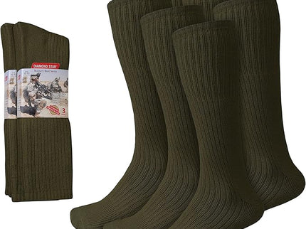 Diamond Star 6 Pack Military Boot Socks Quick-Dry Cotton Crew Socks for Firefighters, Police, Hiking