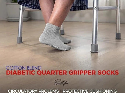 Men's Women's Non-Skid Diabetic Ankle Quarter Socks Non Binding Loose Fit Top.