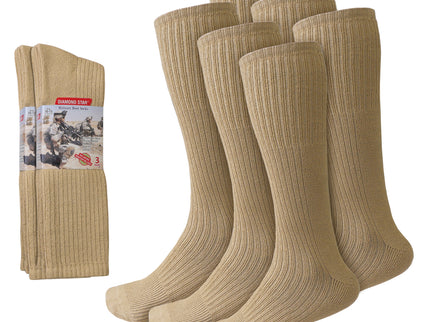 Diamond Star 6 Pack Military Boot Socks Quick-Dry Cotton Crew Socks for Firefighters, Police, Hiking