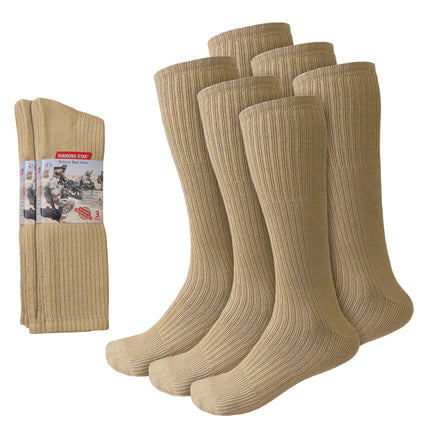Diamond Star 6 Pack Military Boot Socks Quick-Dry Cotton Crew Socks for Firefighters, Police, Hiking