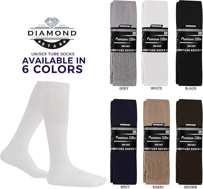 Men's Athletic Tube Socks Running Sports OVER THE CALF Full Cushioned Premium Soft Cotton Big and Tall