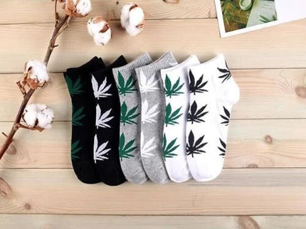 12 Pairs Mens Ankle/Quarter Crew Weed Leaf Socks Cotton Low Cut Socks.